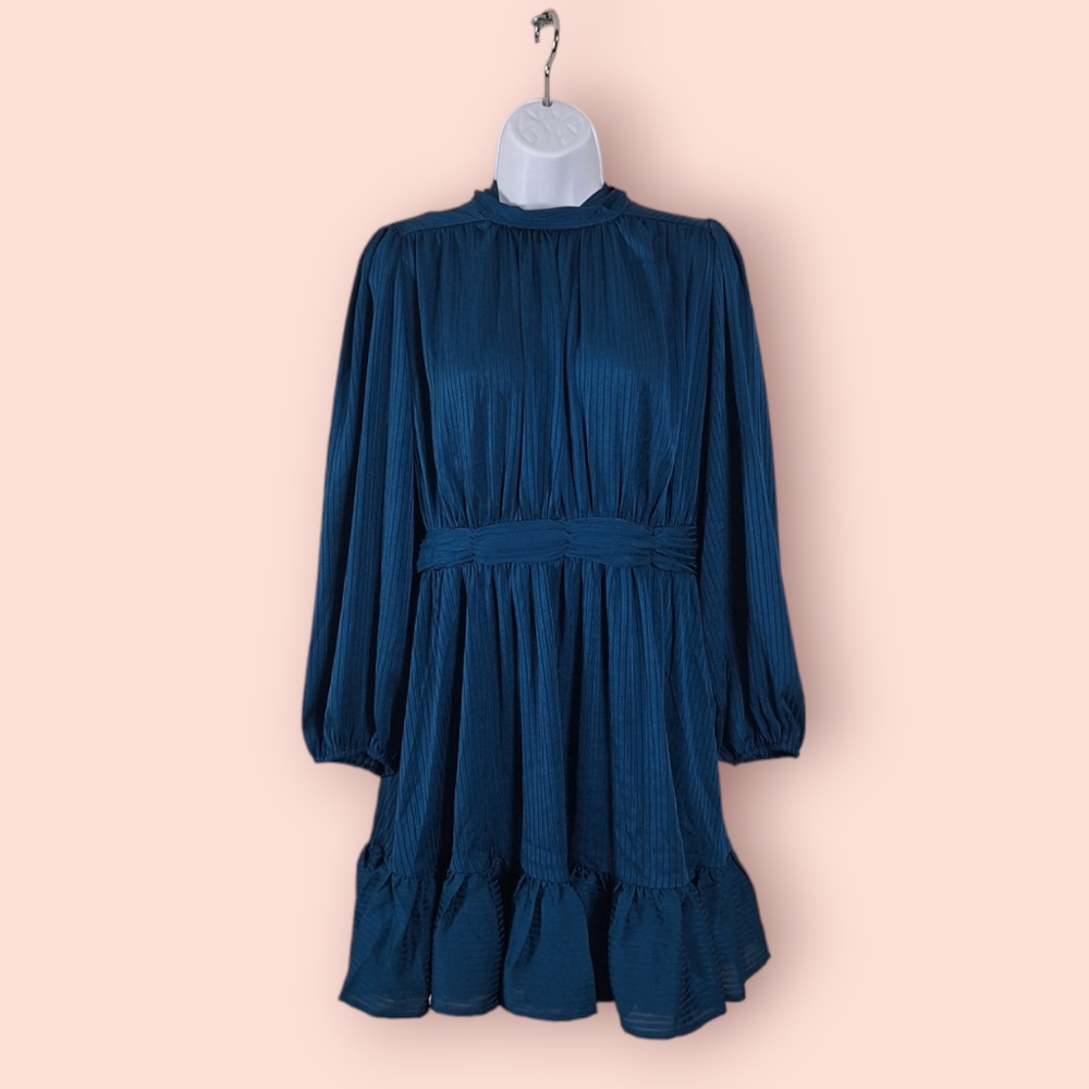 Entro Blue Midi Dress with Neck Tie
